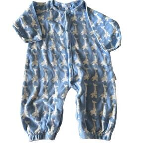 Le Top Giraffe Print Sleeper - Size 6 Months - Blue